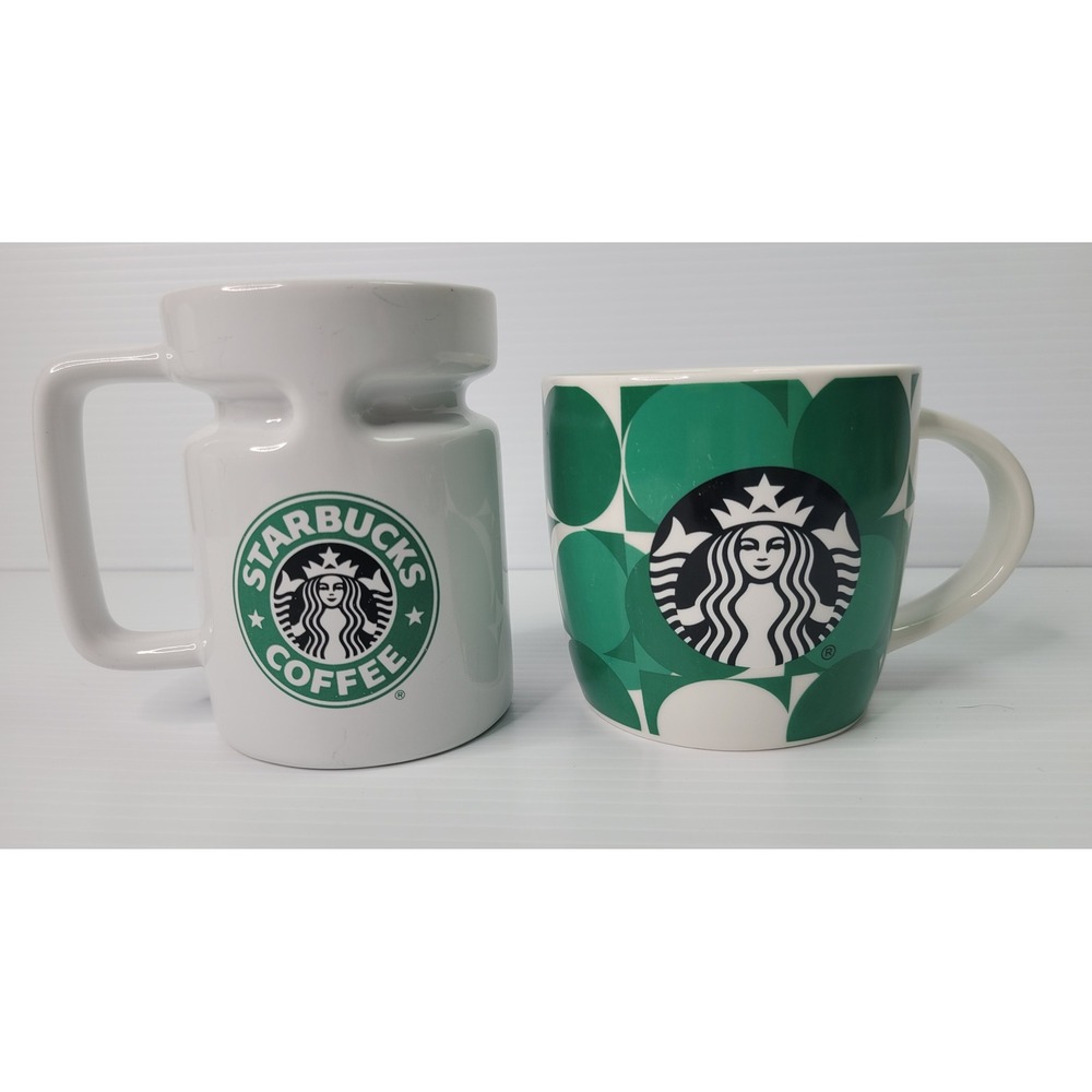 Starbucks‎ Coffee Green White Dot Siren Hotjo Ceramic Geometric Mug Set